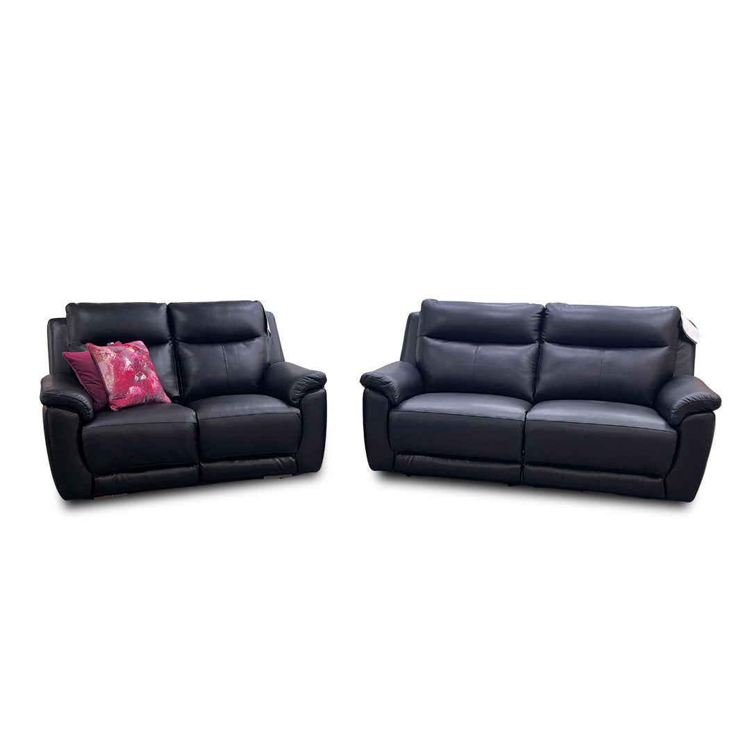 ‘Bobby’ Leather Cat-35/02 Black 3 + 2 Power Recliner Sofa Set