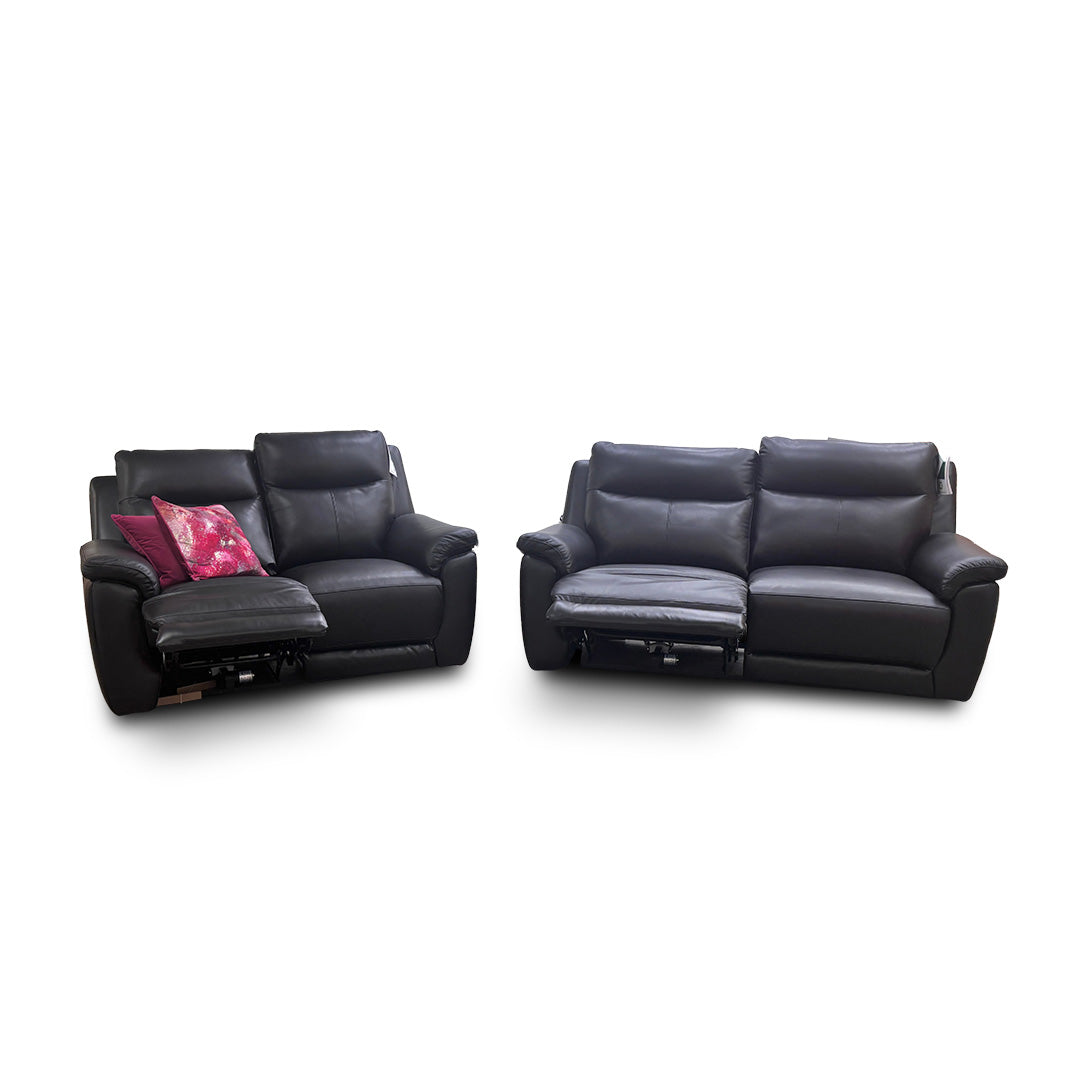 ‘Bobby’ Leather Cat-35/02 Black 3 + 2 Power Recliner Sofa Set