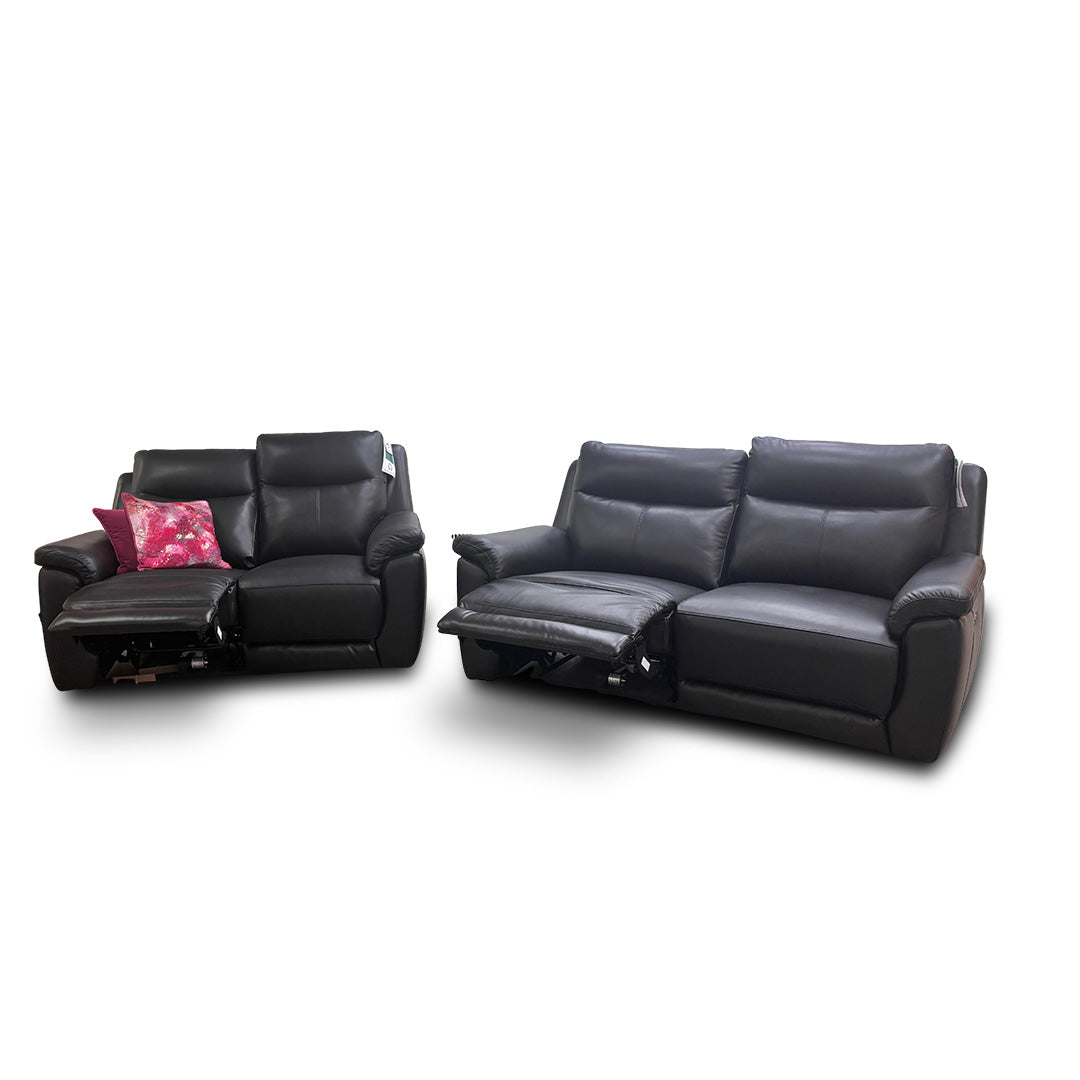 ‘Bobby’ Leather Cat-35/02 Black 3 + 2 Power Recliner Sofa Set