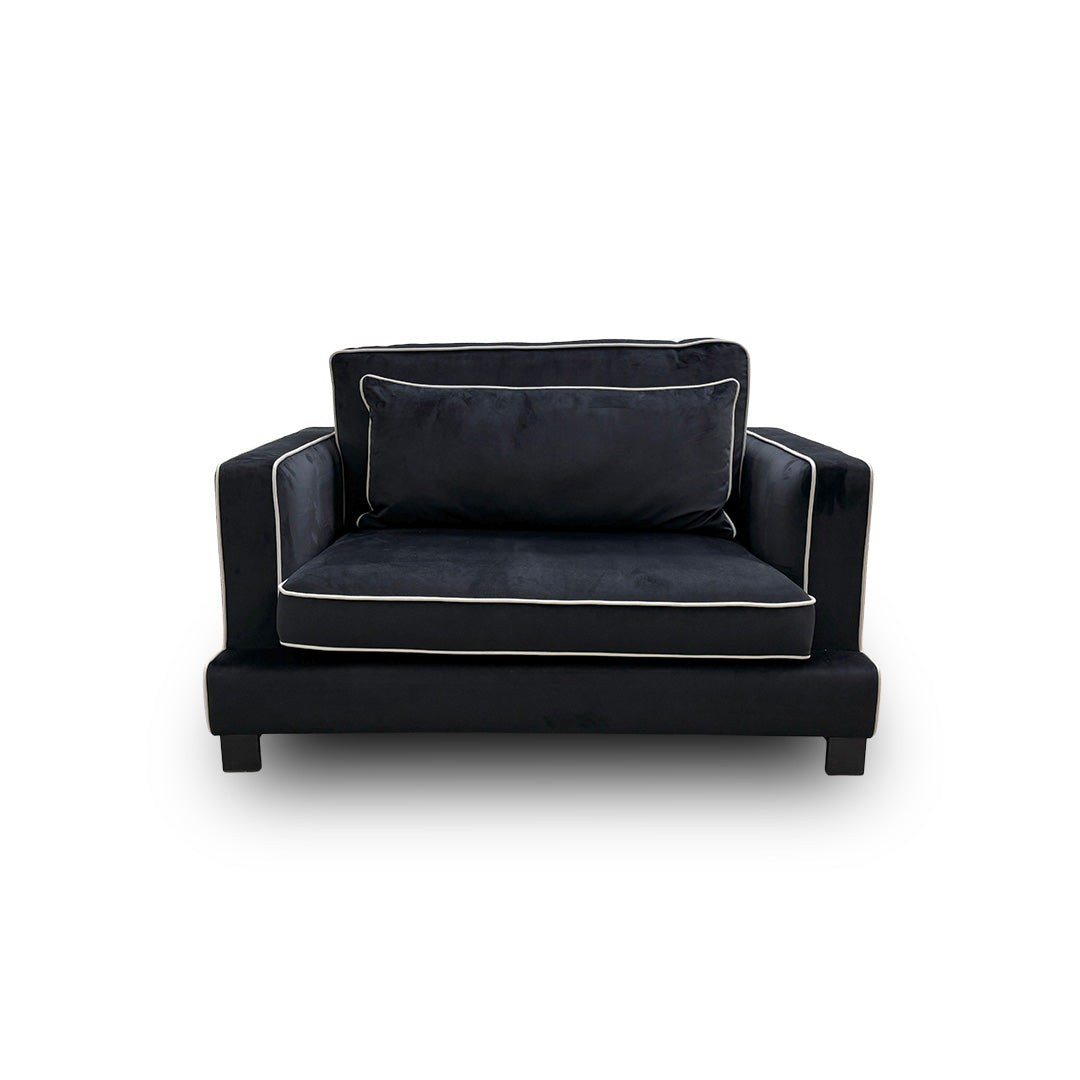 ‘Demure' Black Demure Velvet Cuddler Chair