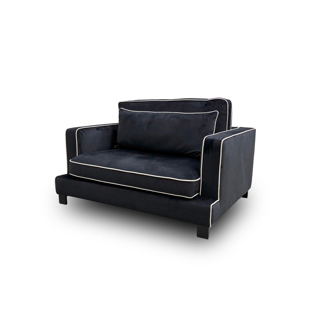 ‘Demure' Black Demure Velvet Cuddler Chair