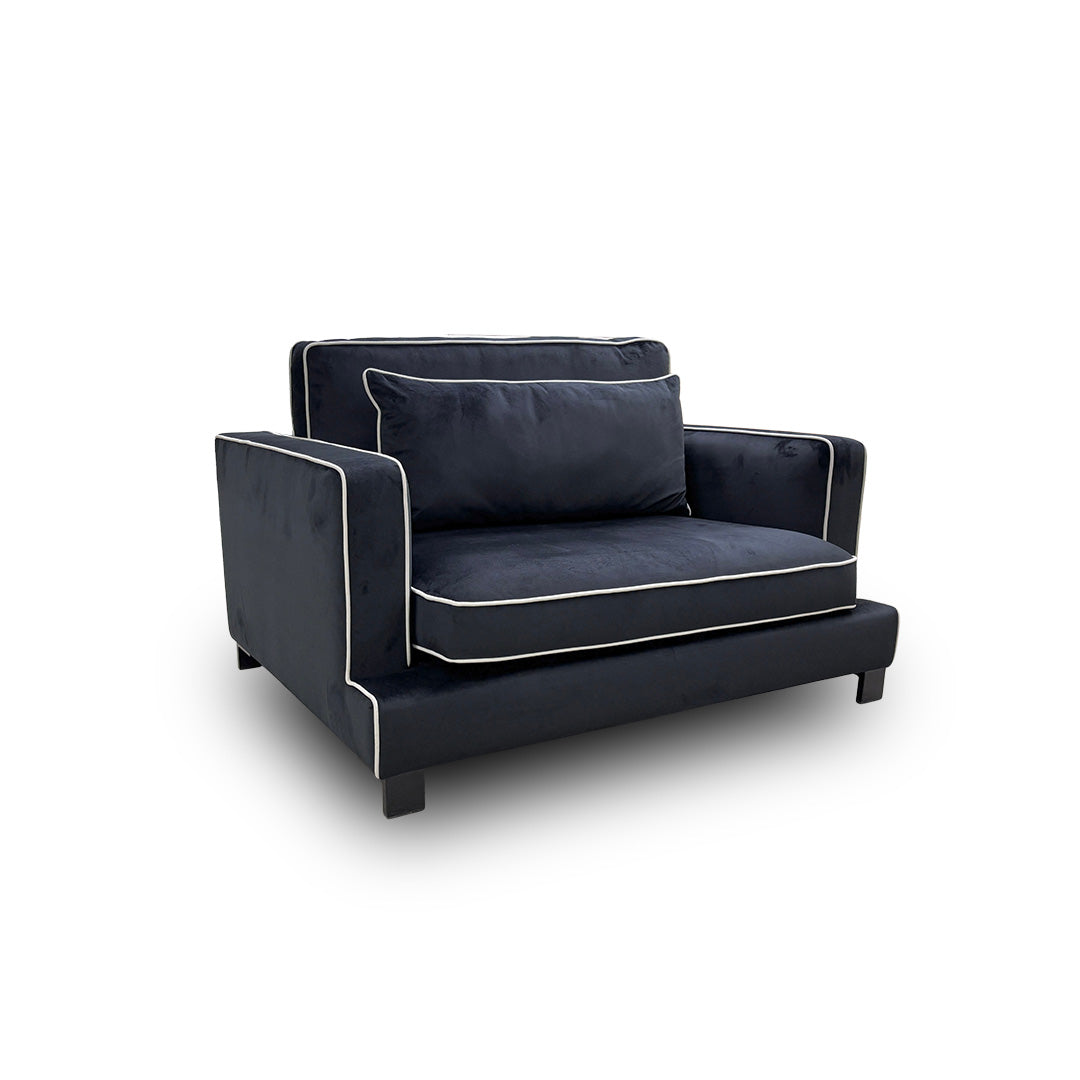 ‘Demure' Black Demure Velvet Cuddler Chair
