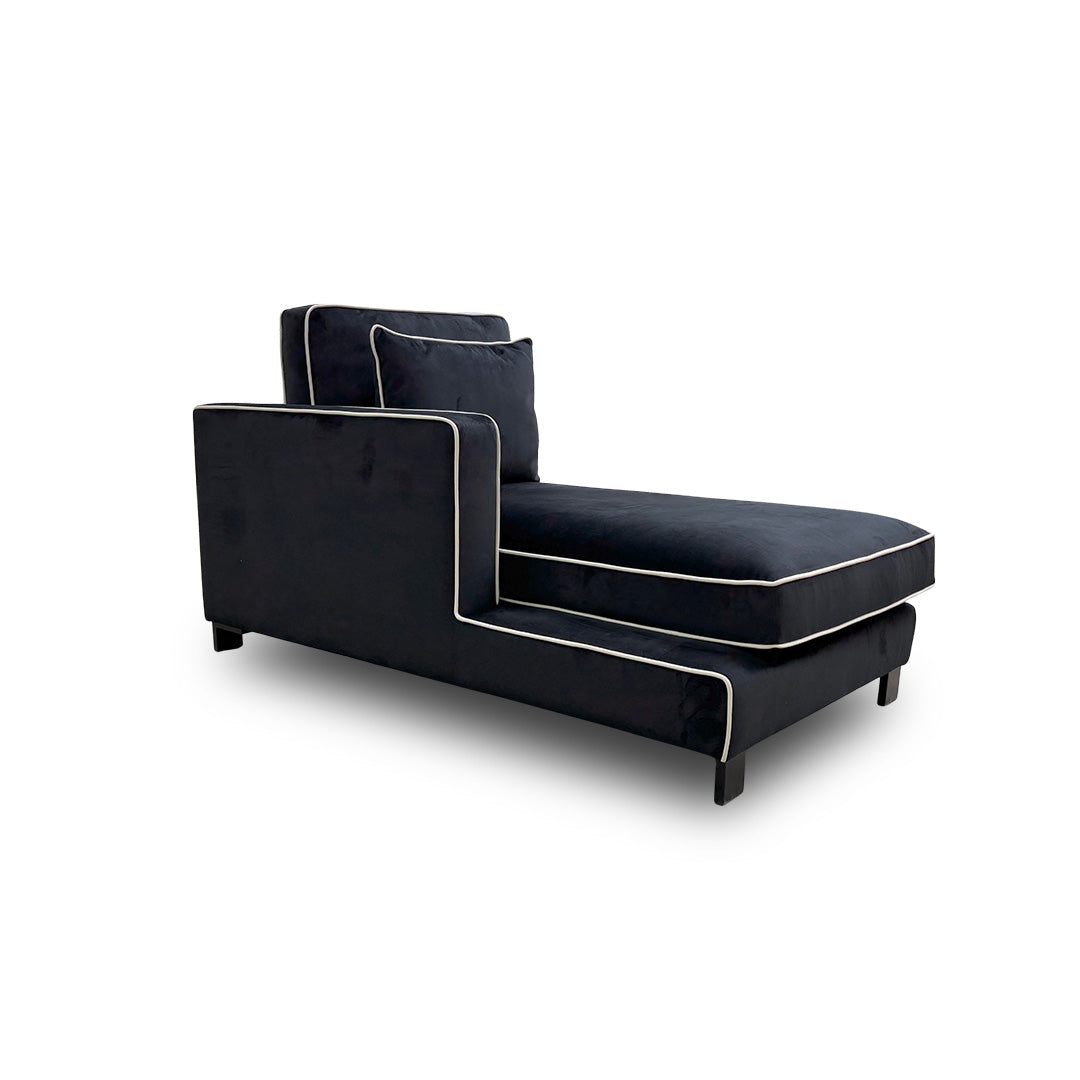 ‘Demure' Black Demure Velvet Left Hand Facing Longue