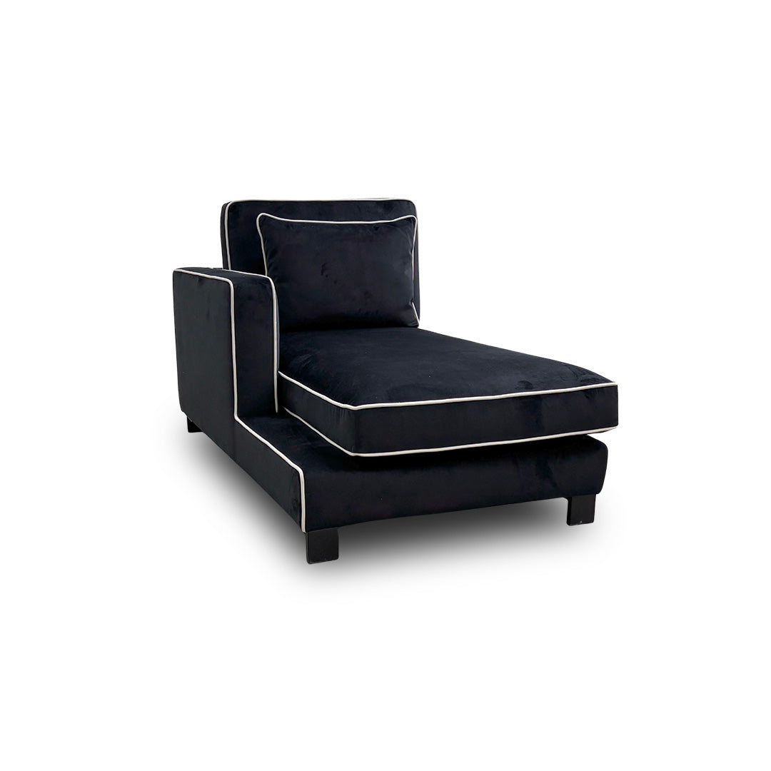 ‘Demure' Black Demure Velvet Left Hand Facing Longue