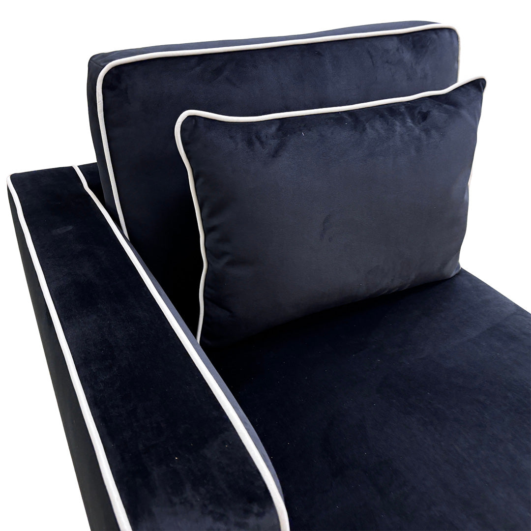 ‘Demure' Black Demure Velvet Left Hand Facing Longue