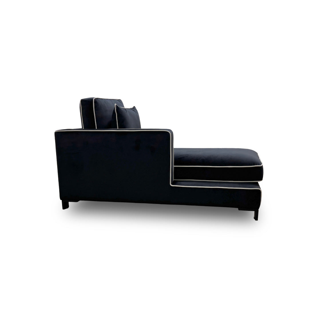 ‘Demure' Black Demure Velvet Left Hand Facing Longue