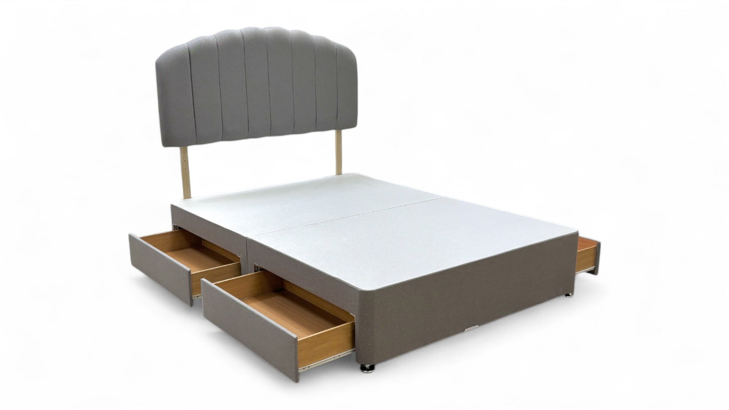 ‘Merlin’ Slate Grey Fabric King Bed with 4 Drawers