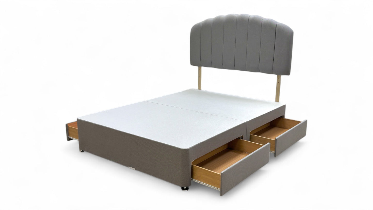 ‘Merlin’ Slate Grey Fabric King Bed with 4 Drawers