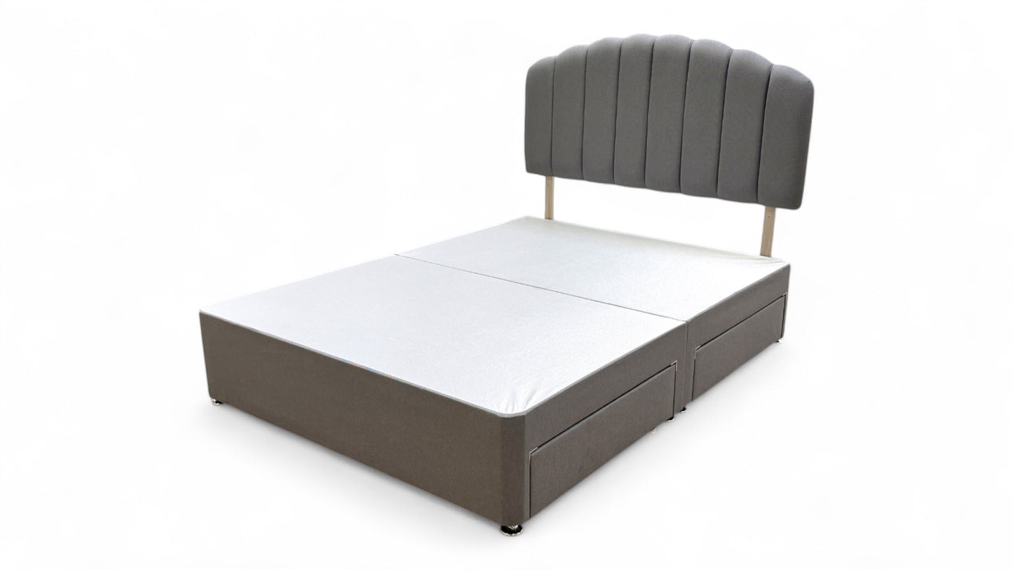 ‘Merlin’ Slate Grey Fabric King Bed with 4 Drawers