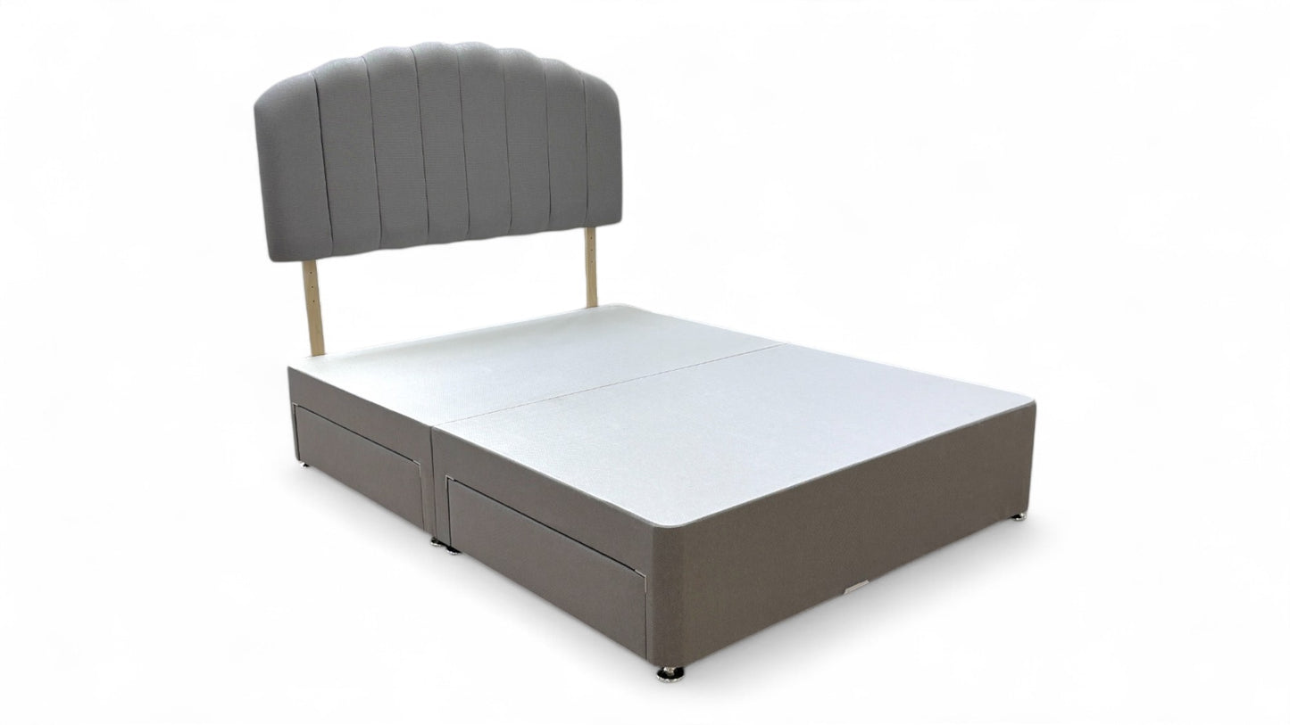 ‘Merlin’ Slate Grey Fabric King Bed with 4 Drawers