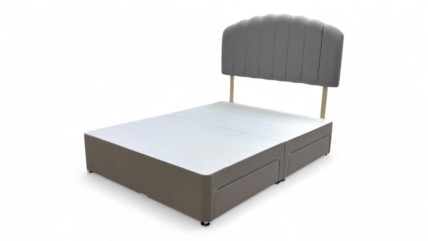 ‘Merlin’ Slate Grey Fabric King Bed with 4 Drawers