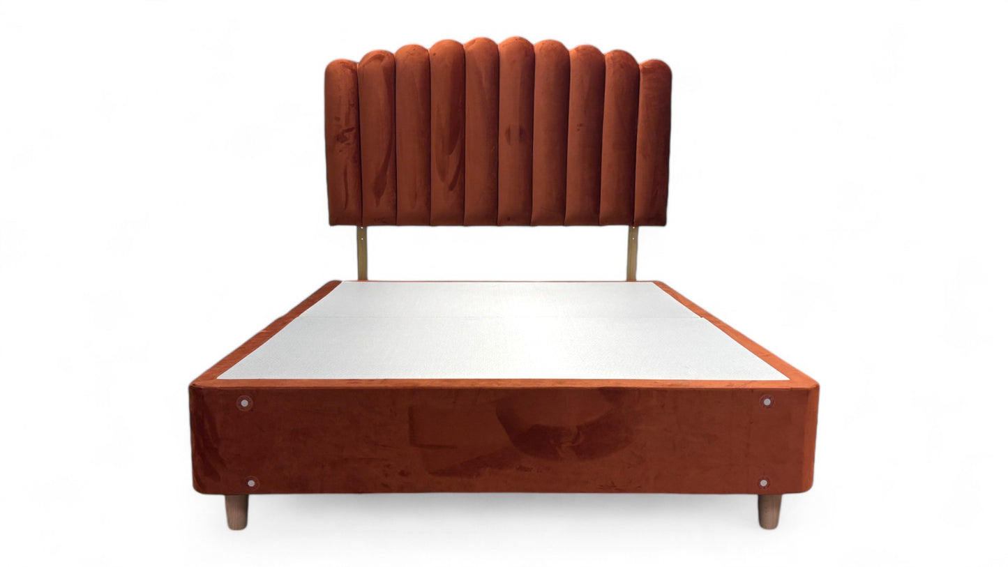 ‘Moda’ Ochre Velvet King Bed with 2 Drawers