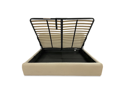 'Kooper' White Boucle Ottoman Storage Bed - Super King