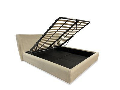 'Kooper' White Boucle Ottoman Storage Bed - Super King