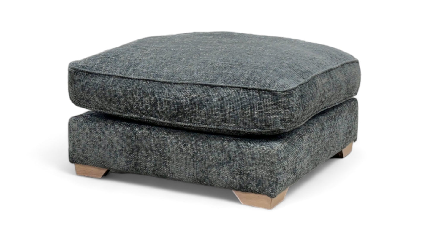 ‘Oceana’ Denim Thick Weave Fabric Footstool