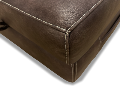 'Heritage' Grand Saddle Dark Brown Leather Storage Footstool