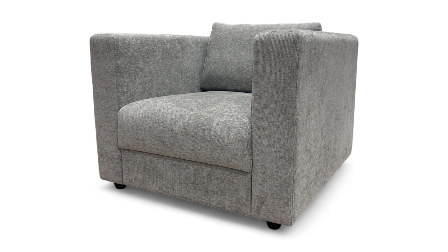 ‘Strand’ Grey Linen Look Chenille All Over Chair