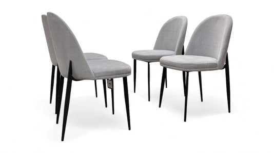 ‘Valent’ Light Grey Velvet Dining Chairs - Set of 4