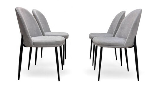 ‘Valent’ Light Grey Velvet Dining Chairs - Set of 4