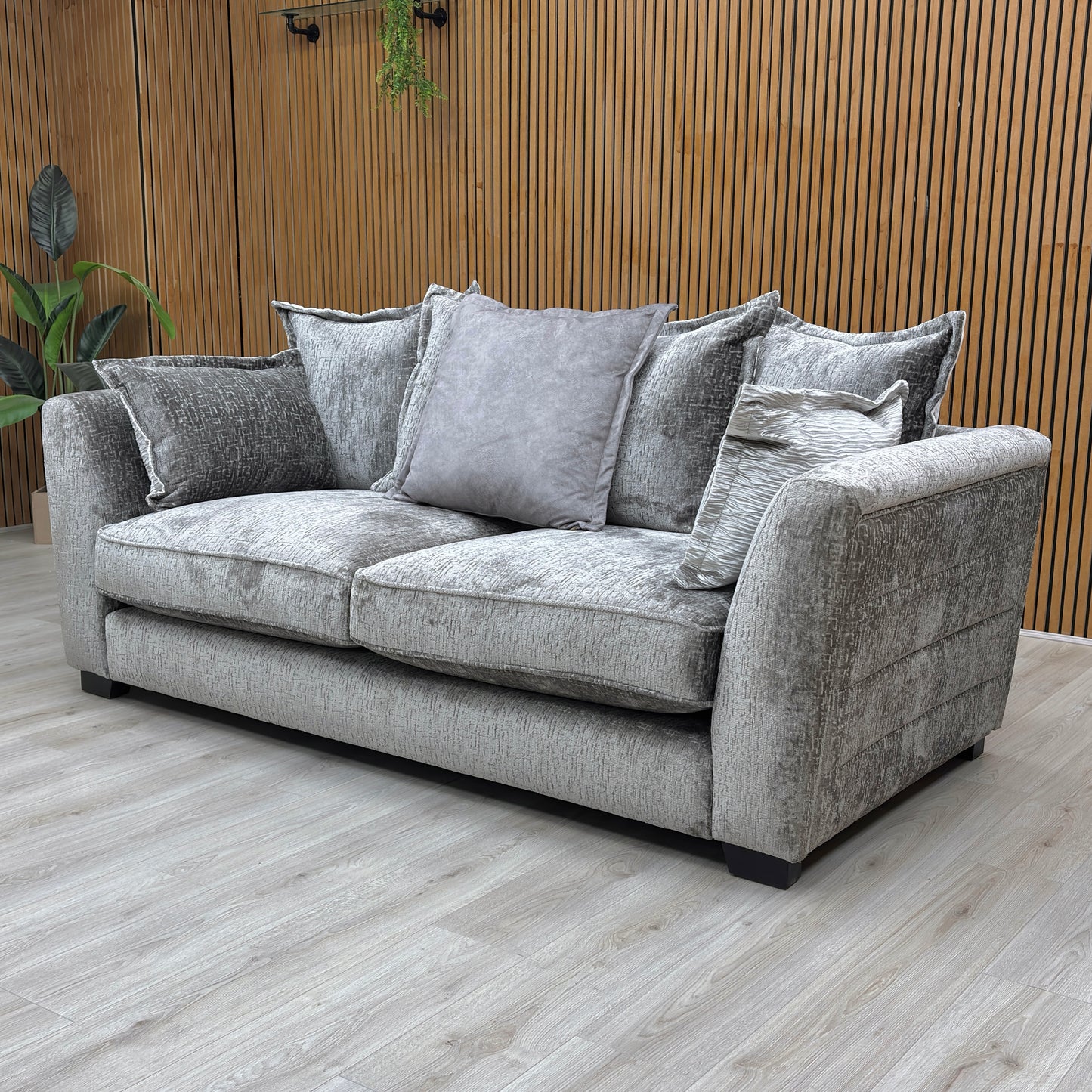 ‘Lavish’ Alexander Grey Chenille Scatter Back 3 Seater Sofa
