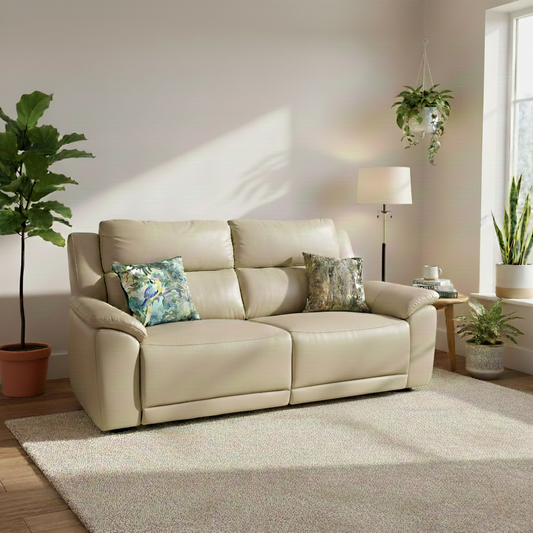 ‘Utah' Stone Lx-6407 3 Seater Leather Sofa