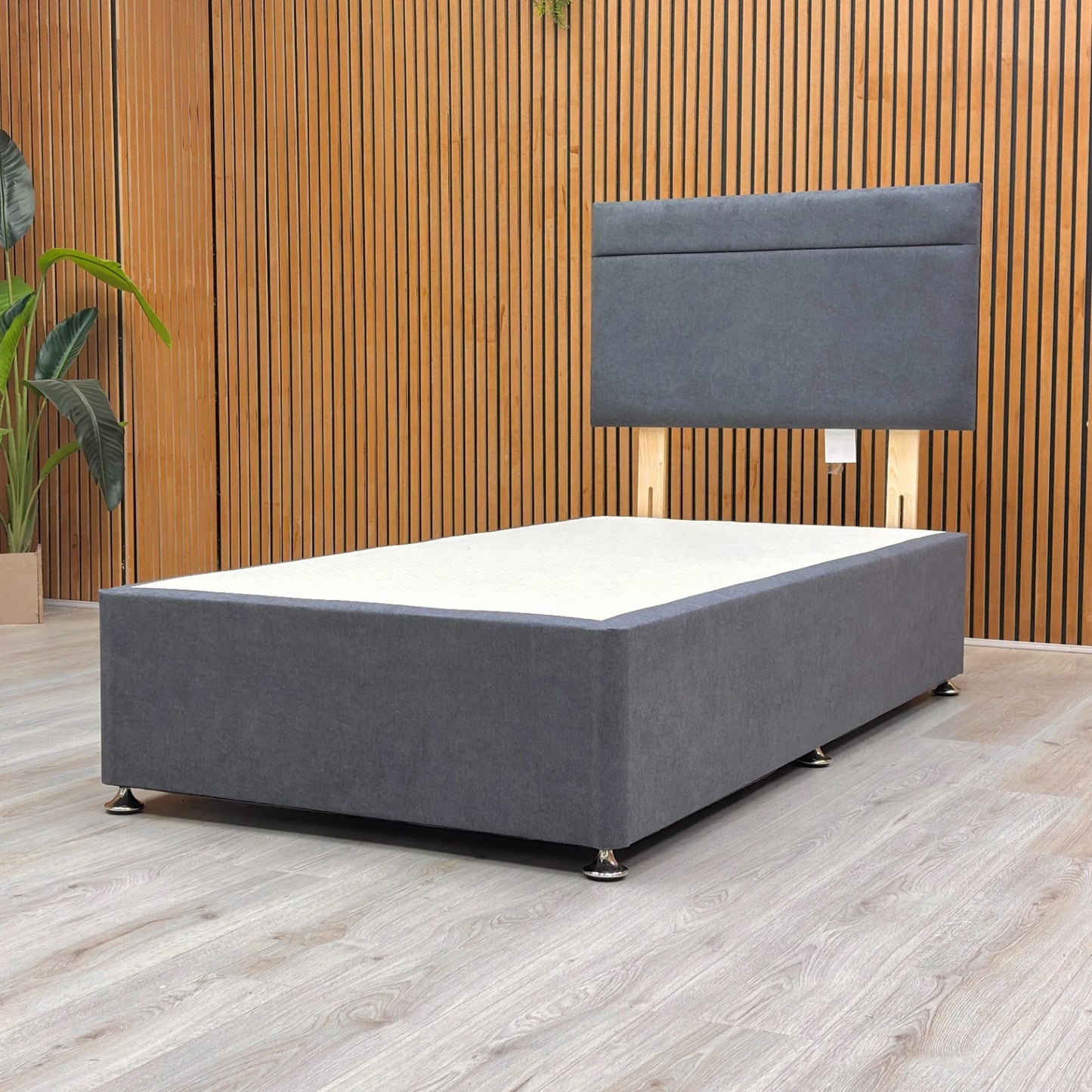 ‘Capella’ Venice Carbon Velvet Headboard + Divan Base - Single