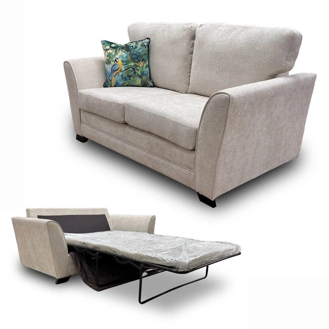 "Poppy' Cream Chenille Large 2 Seater Sofa Bed