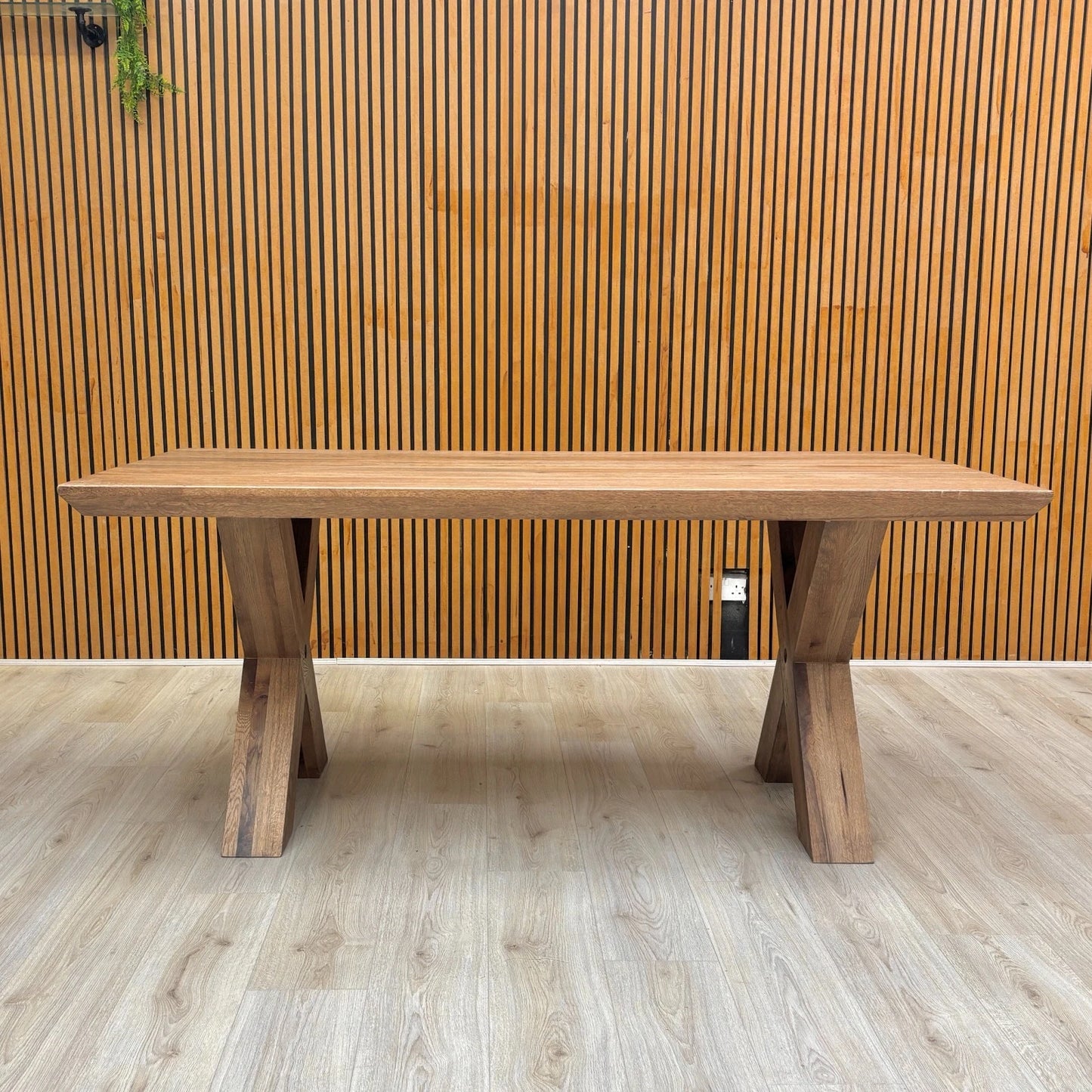 Bodahl ‘Loki’ 04 Desert Solid Oak Swiss Edge 180cm Dining Table with Wooden X-Shaped Legs