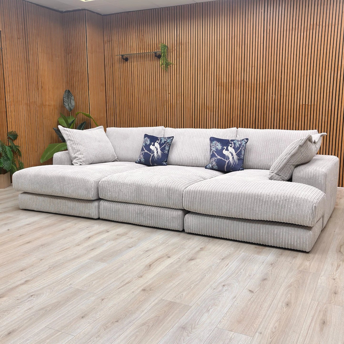 'Rest' Pewter Rest Chord Small Double Ended Chaise Sofa + Footstool