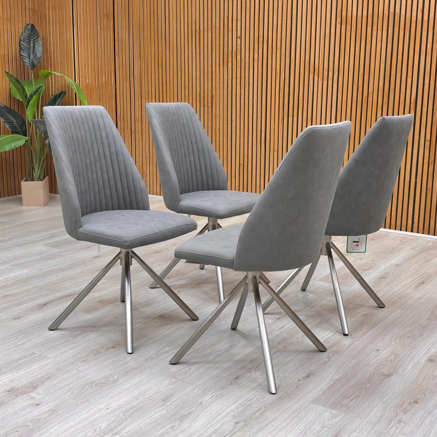 ‘Grigio’ Grey Upholstery Set of 4 Dining Chairs