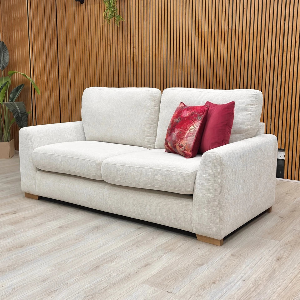 ‘Major’ Light Cream Tight Weave Fabric 3 Seater Sofa