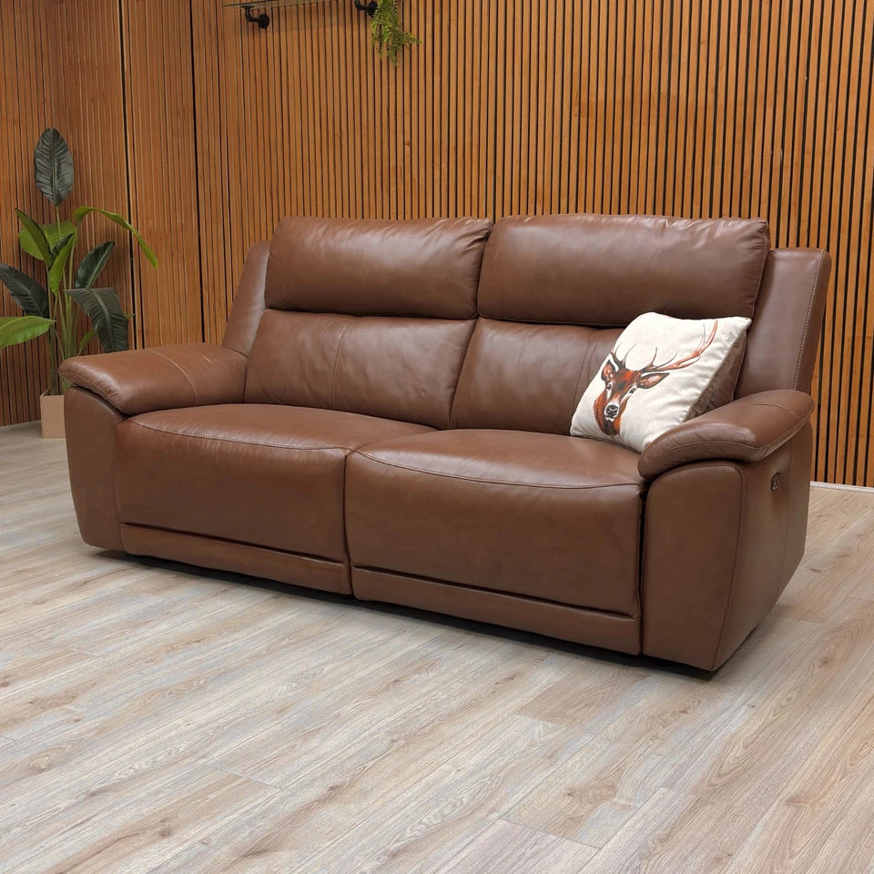 'Utah' Roast Lx-6414 Leather Power Recliner 3 Seater Sofa
