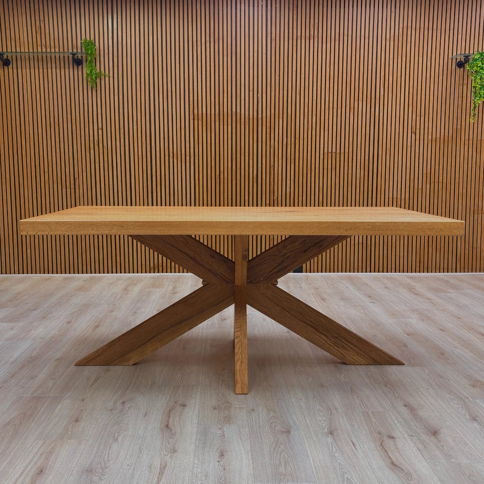 Bodahl ‘Terra' 01 Oiled Solid Oak Straight Edge 180cm Dining Table with Wooden Star Base