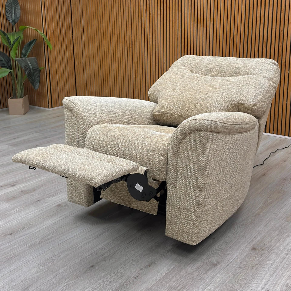 Parker Knoll ‘Hudson 23’ Cromwell Barley 001355-0042 Fabric Power Recliner Chair with Power Headrest and Power Lumbar
