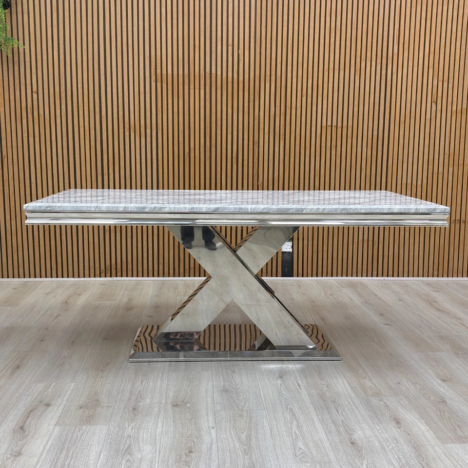 ‘Dolce’ Marble-Effect Ceramic Top 180cm Fixed Dining Table