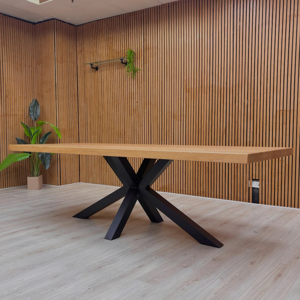 Bodahl 'Terra' 01 Oiled Solid Oak Straight Edge 240cm Dining Table with Metal Star Base
