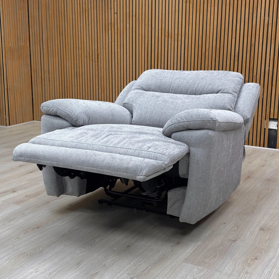 ‘Touch’ Fab-Meo-R27 Pewter Grey Fabric Power Recliner Armchair