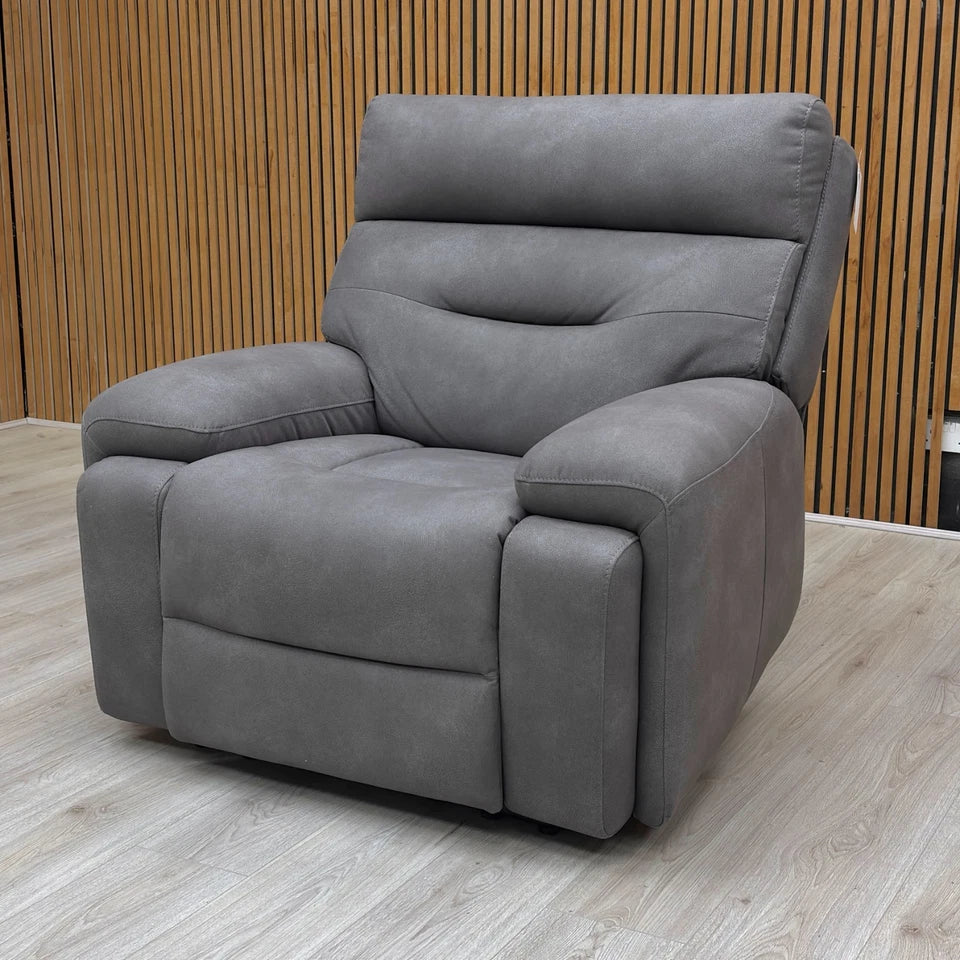 ‘Cinemax’ Np-1107 Nappa Grey Fabric Power Recliner Chair with Power Headrest