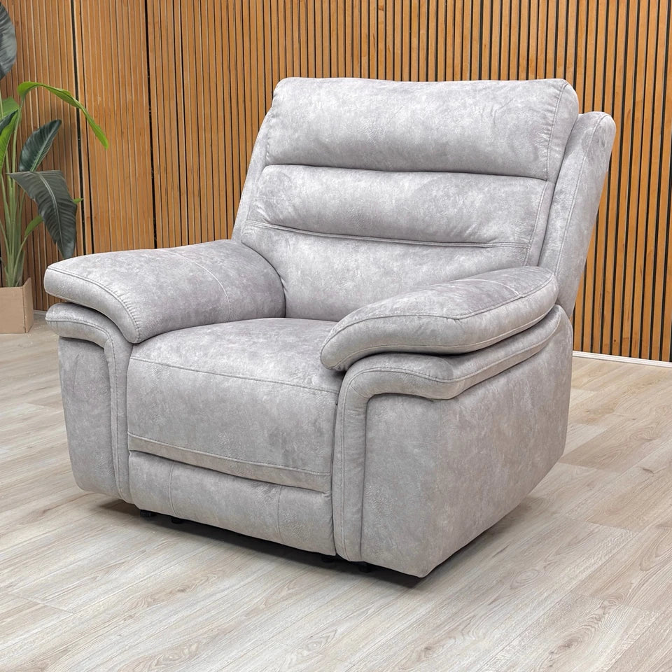 ‘Berlin' Light Grey Be-0102 Dapple Velvet Power Recliner Armchair