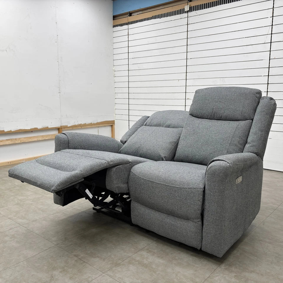 'Lexus' Grey Fabric Power Recliner 2 Seater Sofa