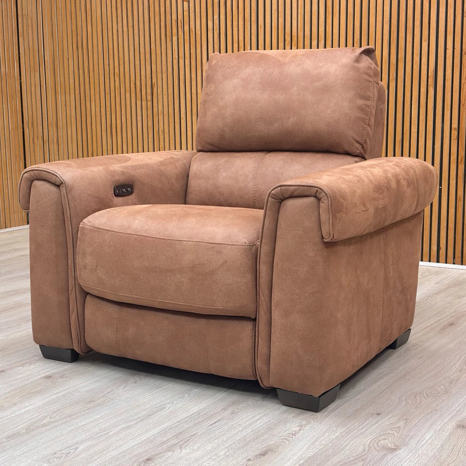 World of Leather 'Nixon' Brown Suede Power Recliner Chair