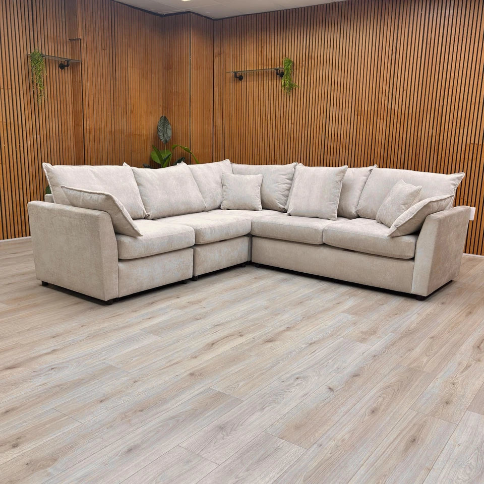 ‘Connor’ Silver Fabric 4 Piece Modular Corner Sofa