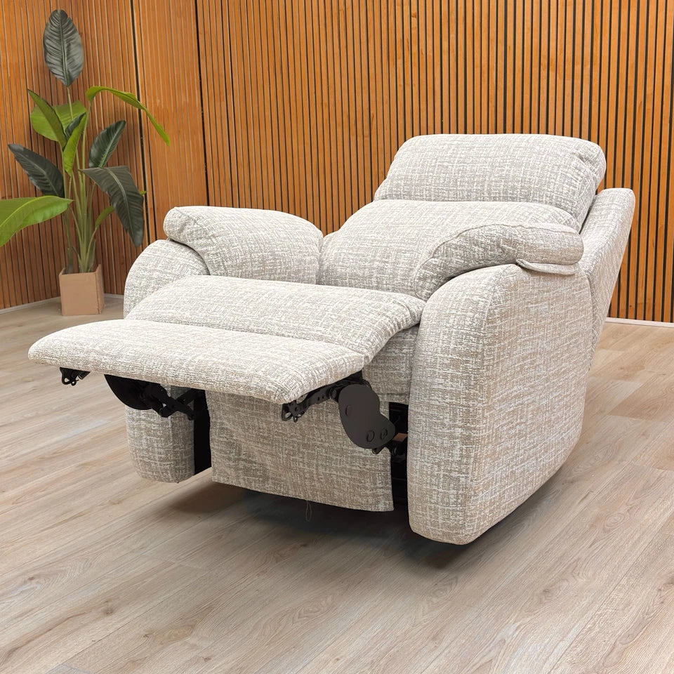 G Plan ‘Kingsbury’ B102 Shore Oatmeal Woven Fabric Power Recliner Armchair