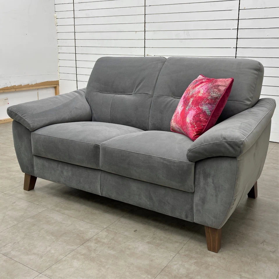 Oak Furnitureland 'Salento' Dark Grey Velvet 2 Seater Sofa