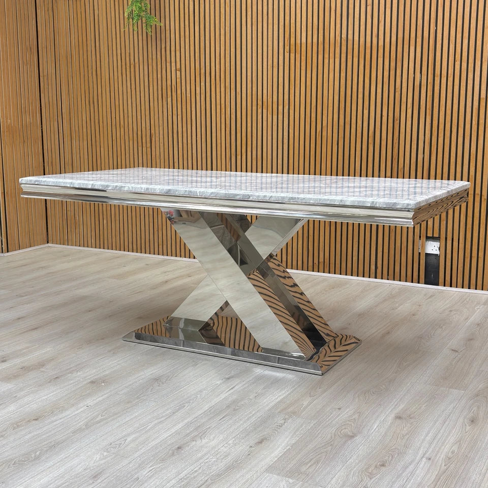 ‘Dolce’ Marble-Effect Ceramic Top 180cm Fixed Dining Table