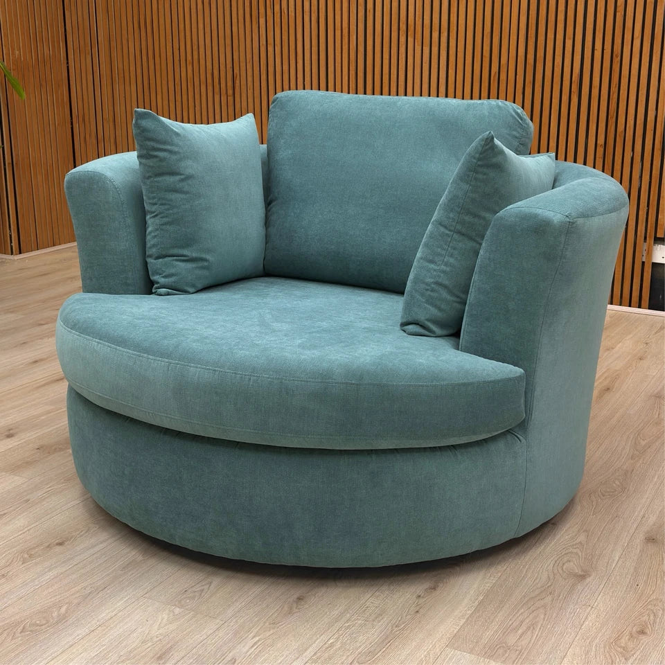 ‘Freya’ Ocean Blue Freya Fabric Large Swivel Chair