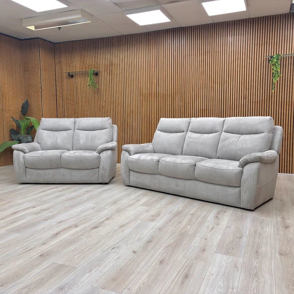 ‘Snug’ Bfa-Ori-R07 Bluish Grey Heavy Duty Suede Fabric 3 + 2 Seater Sofa Set