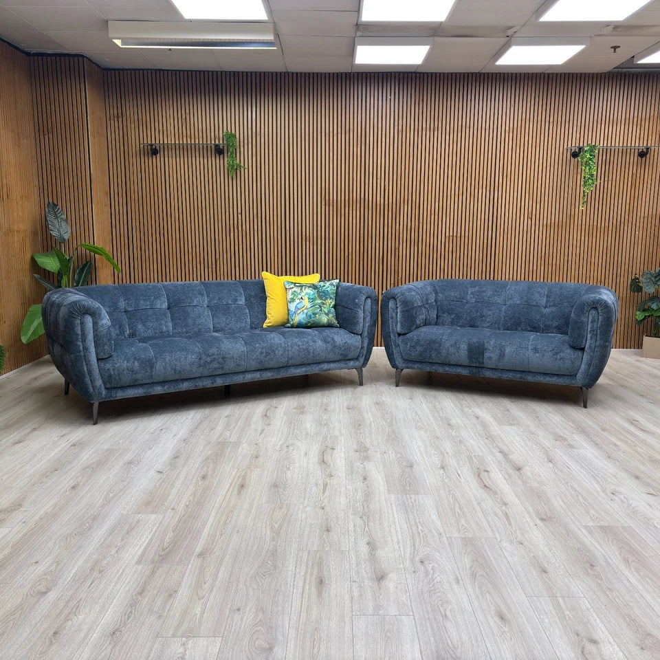 ‘Sienna’ Hudson Ocean Blue 25315 Fabric 3 + 2 Seater Sofa Set