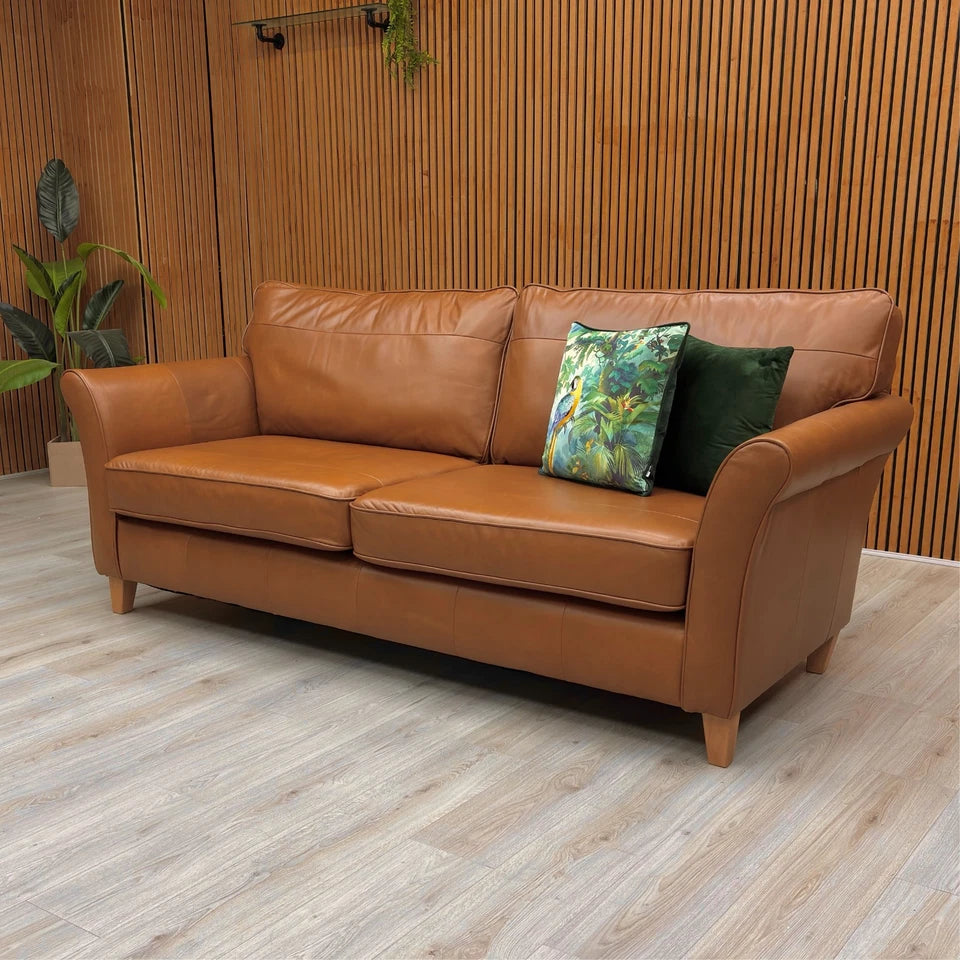 ‘Charlotte’ Matt Tan Leather Grande 4 Seater Sofa