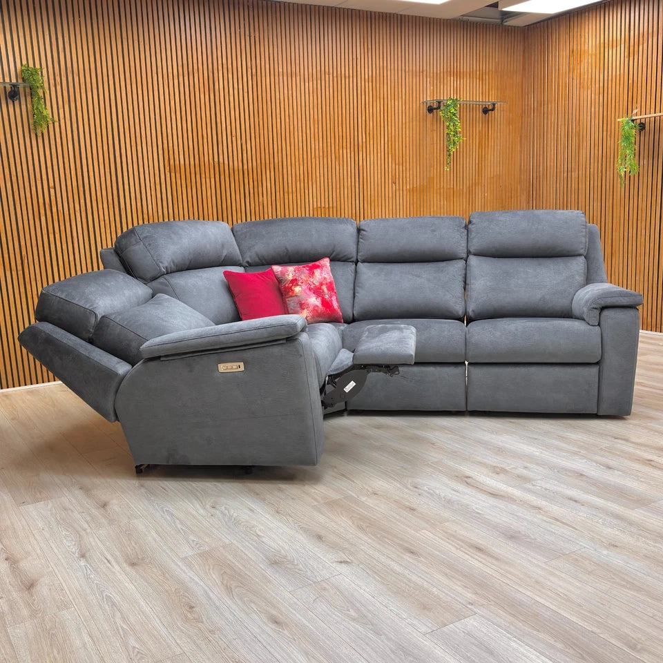 ‘Thornbury’ A026 Prama Midnight Velvet Small Right Hand Facing Power Recliner Corner Sofa with Power Headrests and Power Lumbar